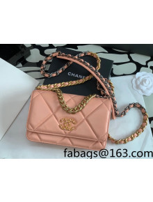 Chanel 19 Lambskin Wallet on Chain WOC AP0957 Pink/Matte Silver/Light Gold/Aged Gold 2022  