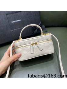 Saint Laurent Mini Vanity Case Bag in Quilted Lambskin 669560 White 2021