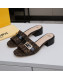 Fendi FF Canvas Slide Sandals 4cm Brown 2022