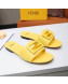 Fendi Baguette Leather Slide Sandals Yellow 2022 04