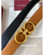 Ferragamo Men's Calf Leather Belt 3.5cm Tan Brown/Aged Gold 2022 033140