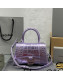 Balenciaga Hourglass Mini Top Handle Bag in Shiny Crocodile Leather Glazed Purple 2021