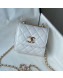 Chanel Lambskin Clutch with Chain and Metallic Band AP2469 White 2021 