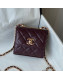 Chanel Lambskin Clutch with Chain and Metallic Band AP2469 Burgundy 2021 