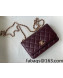 Chanel Lambskin Wallet on Chain WOC with Metallic Band AP2433 Burgundy 2021 