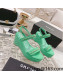 Chanel Patent Leather Wedge Sandals with Chain Green 2022