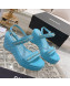 Chanel Patent Leather Wedge Sandals with Chain Blue 2022