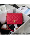 Chanel Grained Calfskin Flap Bag with Double Chain Red 2022
