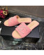 Chanel Tweed Pearl CC Flat Slide Sandals Pink 2022 032209