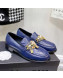 Chanel Lambskin Loafers with Lock Chain G38922 Blue 2022