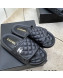 Chanel Quilted Leather Foldover Flat Slide Sandals Black 2022