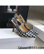 Dior J'Adior Slingback Pumps 9.5cm in Cotton Embroidery with Micro Houndstooth Deep Blue/White 2021  