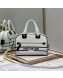 Dior Small Vibe Zip Bowling Bag in Oblique Perforated Calfskin White 2022 6200