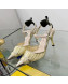 Fendi Colibrì Pleated High Heel Slingback Pumps 8.5cm Champagne Gold 2022
