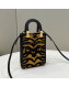 Fendi Sunshine Mini Shopper Tote Bag in Tiger Jacquard Fabric Black/Yellow 2022 8538