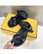 Fendi Feel Leather Flat Sandals Black 2022 032234
