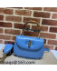 Gucci Leather Small Top Handle Bag with Bamboo ‎675797 Blue 2022