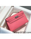 Hermes Kelly Pochette Bag 22cm Lipstick Pink/Silver 2022 16