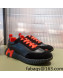 Hermes Bouncing Calfskin and Suede Sneakers Black/Orange 2022 032570