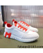 Hermes Bouncing Calfskin and Suede Sneakers White/Orange 2022 032572