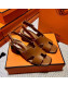 Hermes Elbe Calfskin H Medium Heel Sandal 6cm Brown 2022