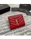 Saint Laurent Fold Wallet in Grained Leather 517045 Red/Gold 2022 