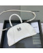 Balenciaga Editor Small Bag in Supple Crocodile Embossed Calfskin White/Silver 2022
