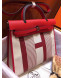 Hermes Herbag 31cm PM Striped Linen Shoulder Bag Red