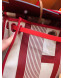 Hermes Herbag 31cm PM Striped Linen Shoulder Bag Red