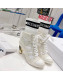 Dior D-Zenith Heeled Ankle Boots 8cm in White Calfskin and Deep Blue Technical Knit 2022