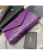 Saint Laurent Monogram Chain Wallet in Grained Leather 377828 Purple 