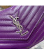 Saint Laurent Monogram Chain Wallet in Grained Leather 377828 Purple 
