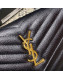 Saint Laurent Monogram Chain Wallet in Grained Leather 377828 Black/Gold