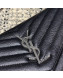 Saint Laurent Monogram Chain Wallet in Grained Leather 377828 Black/Silver