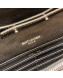Saint Laurent Monogram Chain Wallet in Grained Leather 377828 Black/Silver