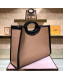 Fendi Runaway Medium Perforated Leather Shopper Top Handle Bag Beige 2019