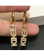 Fendi FF Logo Crystal Earrings Gold 2021 79