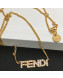 Fendi FF Logo Crystal Necklace Gold 2021 80