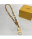 Fendi O'Lock FF Logo Necklace Gold 2021 86