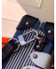 Louis Vuitton Petite Malle Striped Leather Box Shoulder Bag M53847 Black/Blue 2019