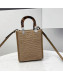 Fendi Mini Sunshine Medium Shopper Tote Bag in Beige Texture FF Fabric 2021 8527