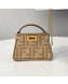 Fendi Nano Baguette Charm in FF Wool Beige/Camel Brown 2021 8515