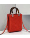 Fendi Mini Sunshine Medium Shopper Tote Bag in Red Texture FF Fabric 2021 8527