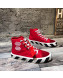 Off-White Cotton Canvas Striped High-Heel Sneakers Red 2019 (For Women and Men)