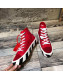 Off-White Cotton Canvas Striped High-Heel Sneakers Red 2019 (For Women and Men)