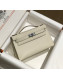 Hermes Kelly Pochette Bag 22cm Cream White/Silver 