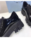 Prada Patent Calfskin Lace-up Platform Loafers Black 2019