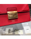 Fendi Kan U Small Calfskin Flap Bag Red/Gold 2019 