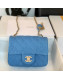 Chanel Denim Mini Sqaure Flap Bag with Ball AS1786 Denim Blue 2022 