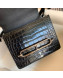 Hermes Sac Roulis 18cm Bag in Lizard and Crocodile Embossed Calf Leather Black 2019